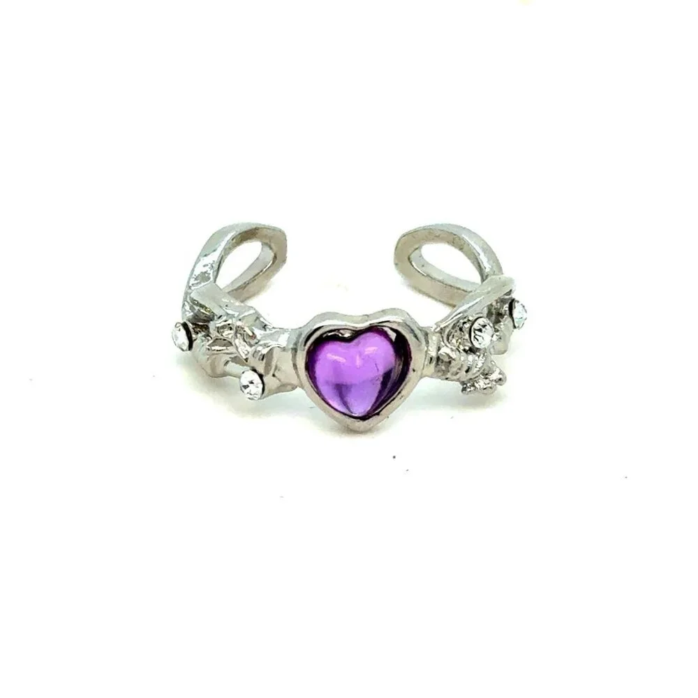 Open Back Purple Heart Heart‎ Ring